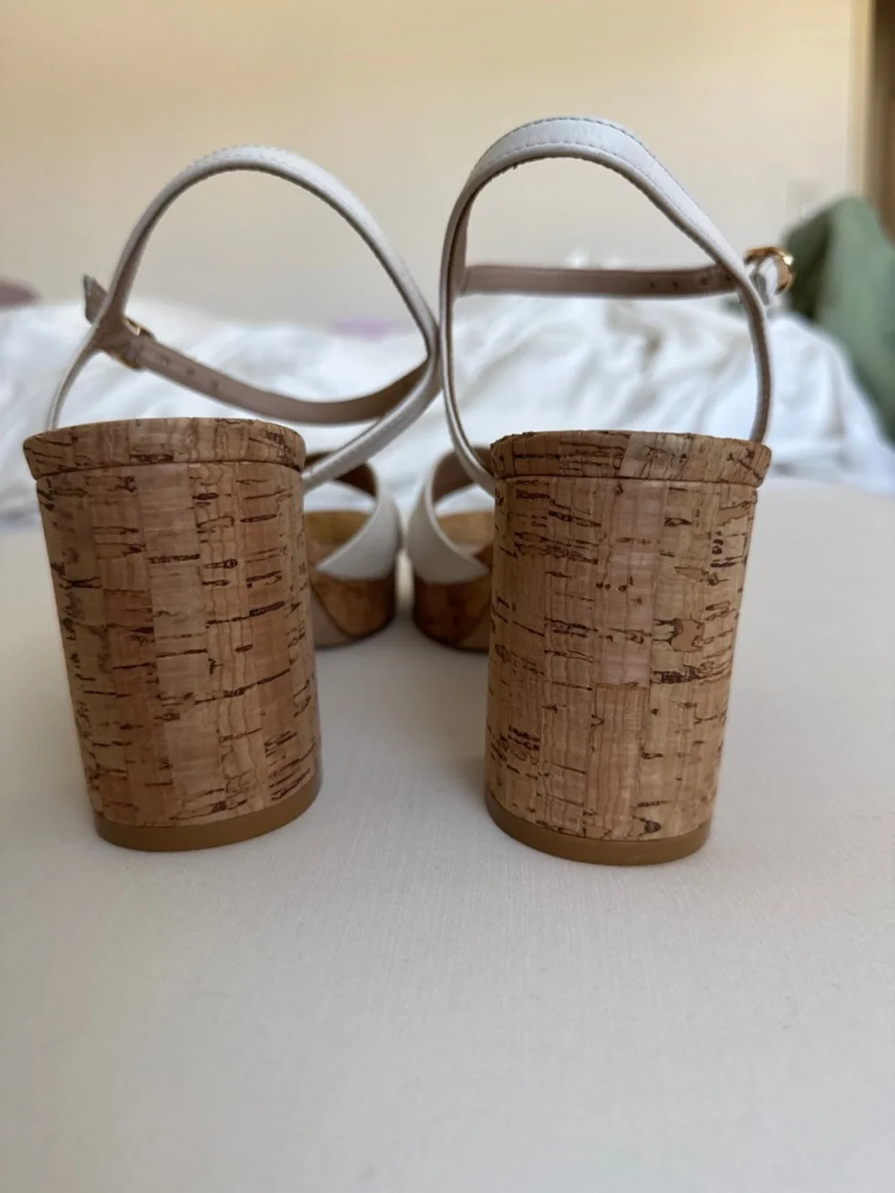 Stuart Weitzman Dayna Platform off White cork Sandal size 9 NWOT
